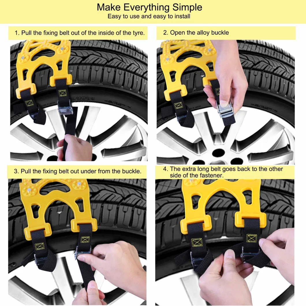 Car Accessory Emergency Anti Slip Snow Tire Chains for Most Cars/SUV/Trucks